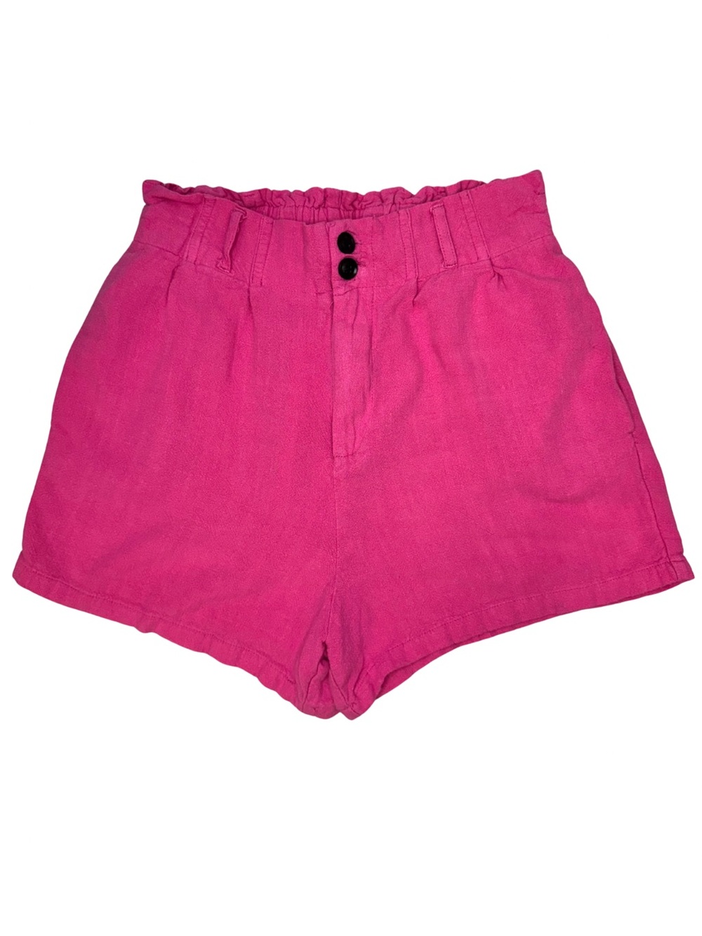 Pink Lily Hot Pink Cotton & Linen Blend High Waisted Shorts Women’s XS